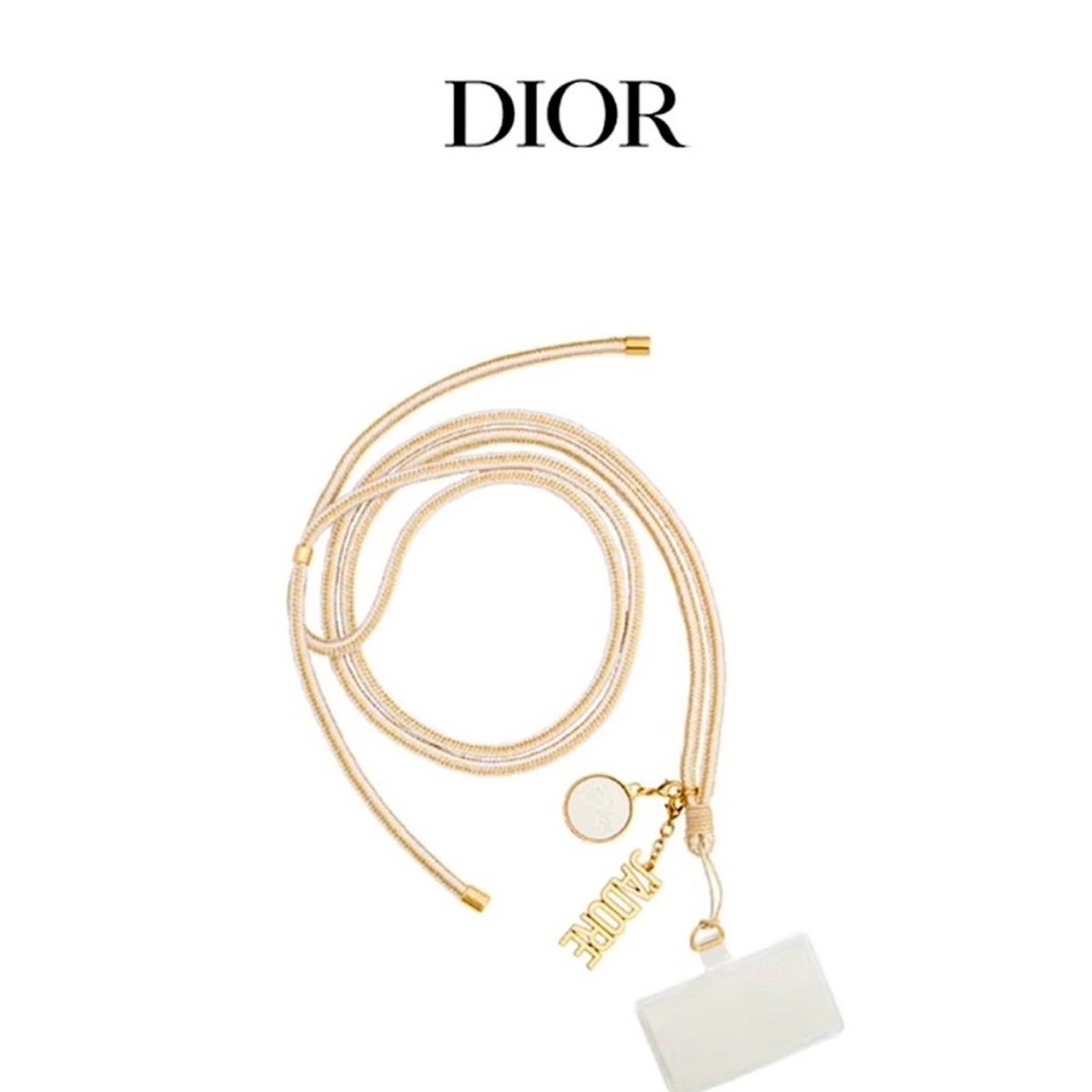 New JADORE cross body phone strap in Dior box Cream Necklace with Gold Details